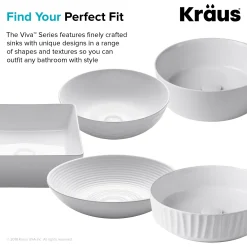 KRAUS Viva Round Porcelain Ceramic Vessel Bathroom Sink