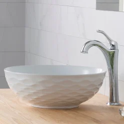 KRAUS Viva Round Porcelain Ceramic Vessel Bathroom Sink