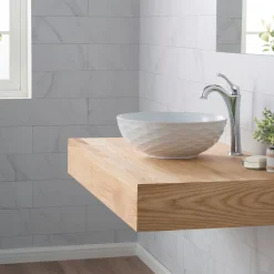 KRAUS Viva Round White Porcelain Ceramic Vessel Bathroom Sink with Drain
