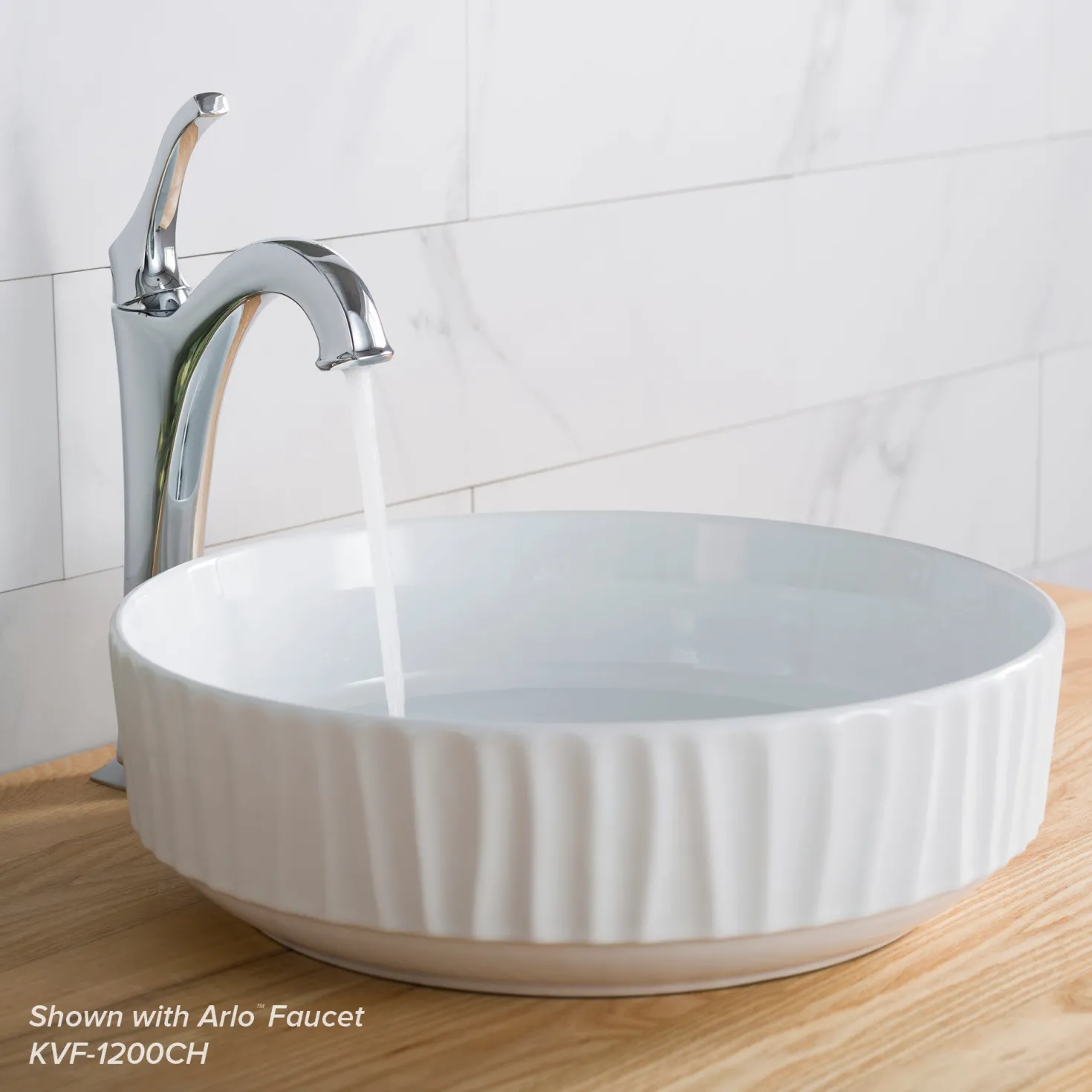 KRAUS Viva Round White Porcelain Ceramic Vessel Bathroom Sink with Pop-Up Drain, 15 3/4D x 4 3/4H
