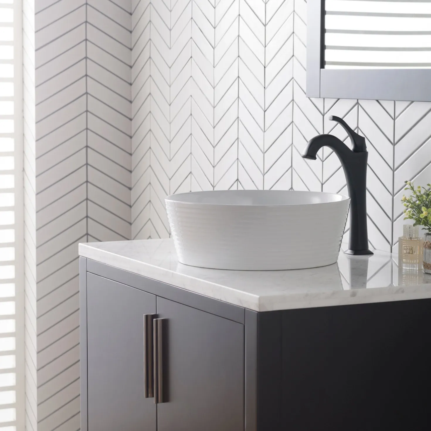 KRAUS Viva Round White Porcelain Ceramic Vessel Bathroom Sink with Pop-Up Drain, 15 3/4D x 5 3/8H