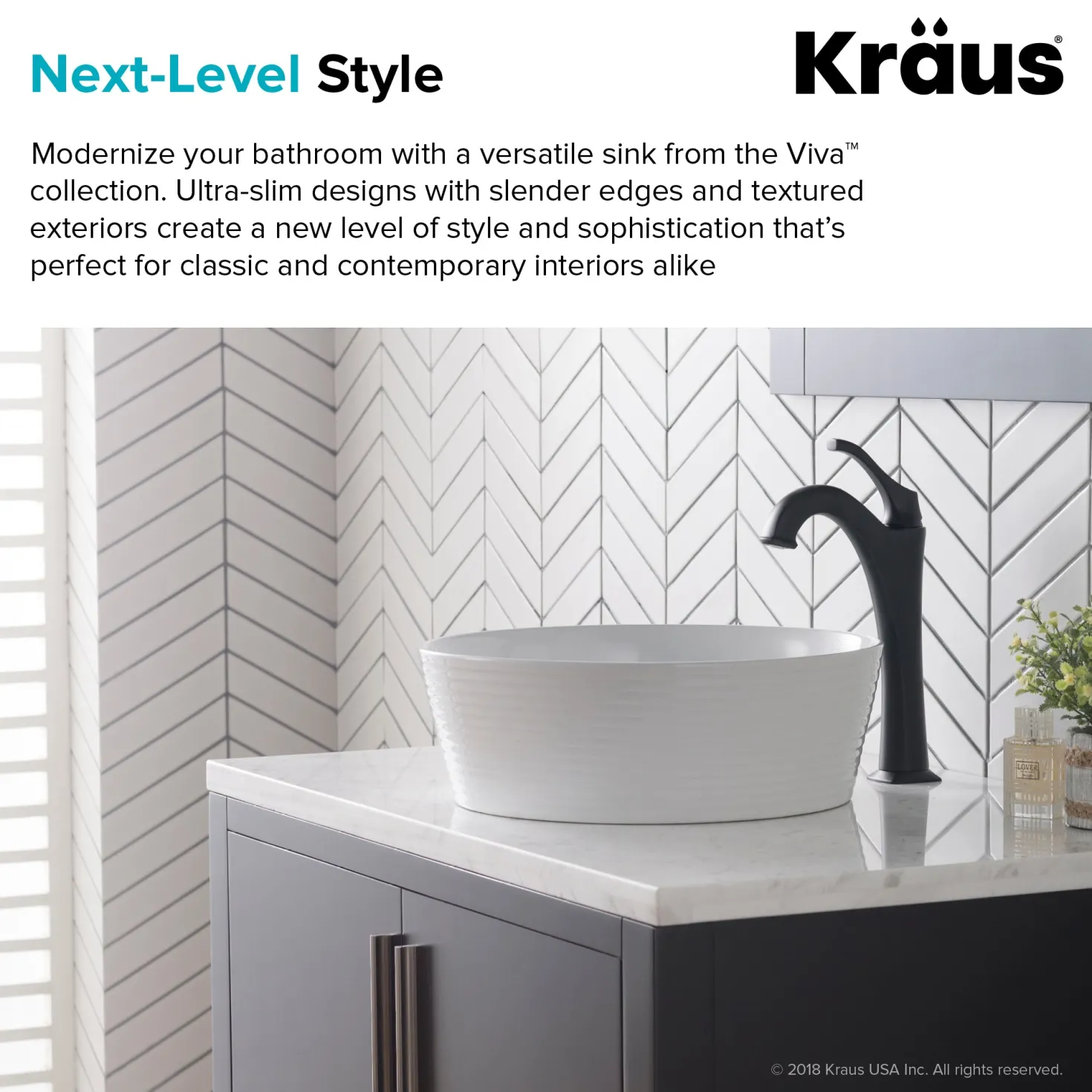 KRAUS Viva Round White Porcelain Ceramic Vessel Bathroom Sink with Pop-Up Drain, 15 3/4D x 5 3/8H