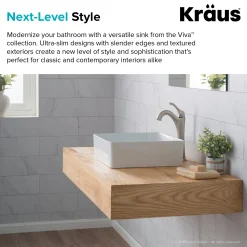 KRAUS Viva Square White Porcelain Ceramic Vessel Bathroom Sink