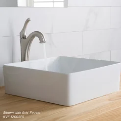 KRAUS Viva Square White Porcelain Ceramic Vessel Bathroom Sink