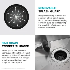 KRAUS WasteGuard High-Speed 1/3 HP Continuous Feed Ultra-Quiet Motor Garbage Disposal