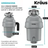 KRAUS WasteGuard High-Speed 1 HP Continuous Feed Ultra-Quie Garbage Disposal with Power Cord - Flange Included