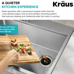 KRAUS WasteGuard High-Speed 1 HP Continuous Feed Ultra-Quie Garbage Disposal with Power Cord - Flange Included