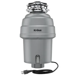 KRAUS WasteGuard High-Speed 3/4 HP Continuous Feed Ultra-Quiet Garbage Disposal with Power Cord - Flange Included