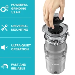 KRAUS WasteGuard High-Speed Ultra Quiet 1/2 HP Continuous Feed Garbage Disposal