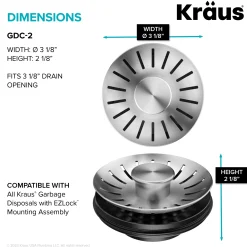 KRAUS WasteGuard Kitchen Sink Drain Stopper for Garbage Disposals with EZLock Mounting