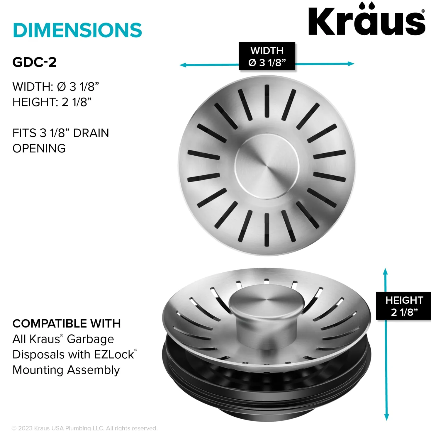 KRAUS WasteGuard Kitchen Sink Drain Stopper for Garbage Disposals with EZLock Mounting