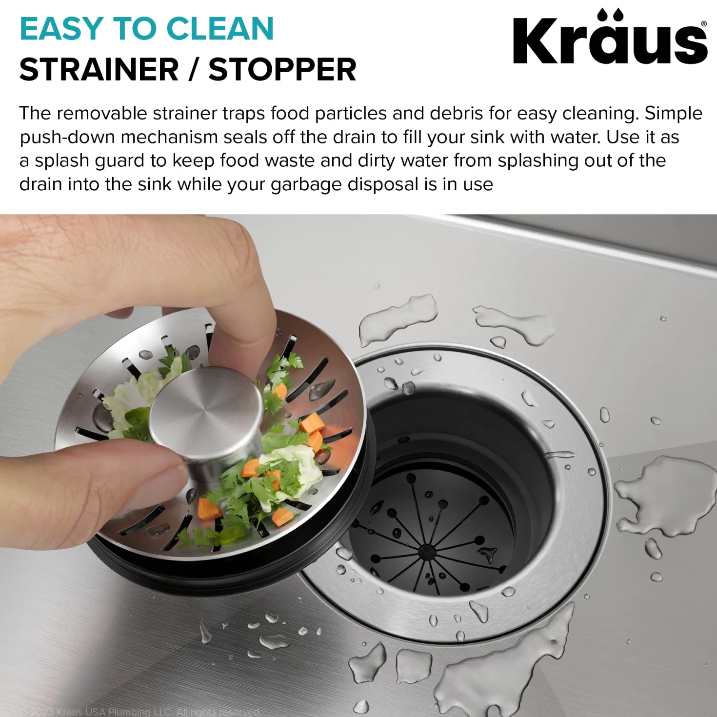 KRAUS WasteGuard Kitchen Sink Drain Stopper for Garbage Disposals with EZLock Mounting