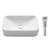 KRAUS White Rectangular Ceramic Bathroom Sink with Pop Up Drain