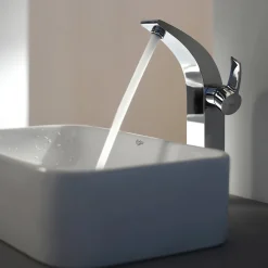 KRAUS White Rectangular Ceramic Bathroom Sink with Pop Up Drain