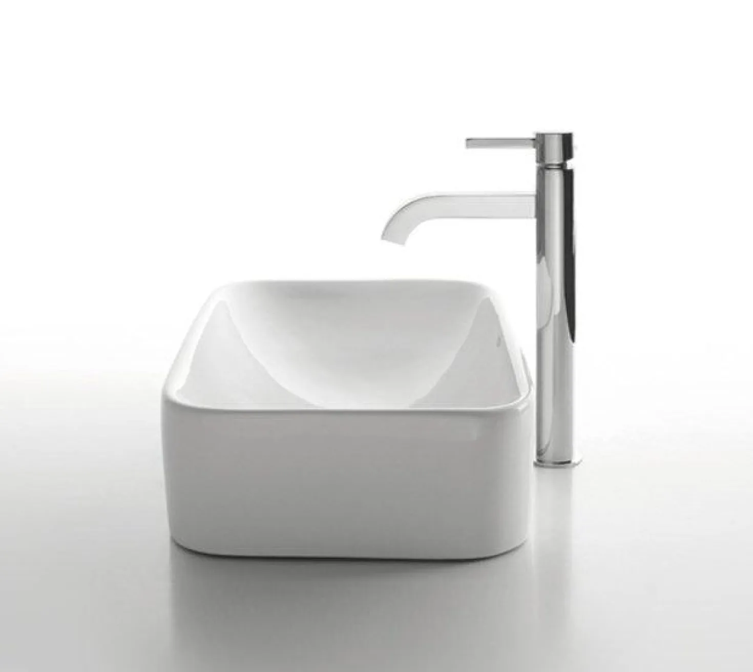 KRAUS White Rectangular Ceramic Sink and Ramus Faucet