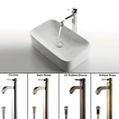 KRAUS White Rectangular Ceramic Sink and Ramus Faucet