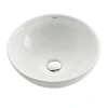 KRAUS White Round Ceramic Bathroom Sink with Pop Up Drain