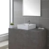KRAUS White Square Ceramic Bathroom Sink and Pop Up Drain with Overflow