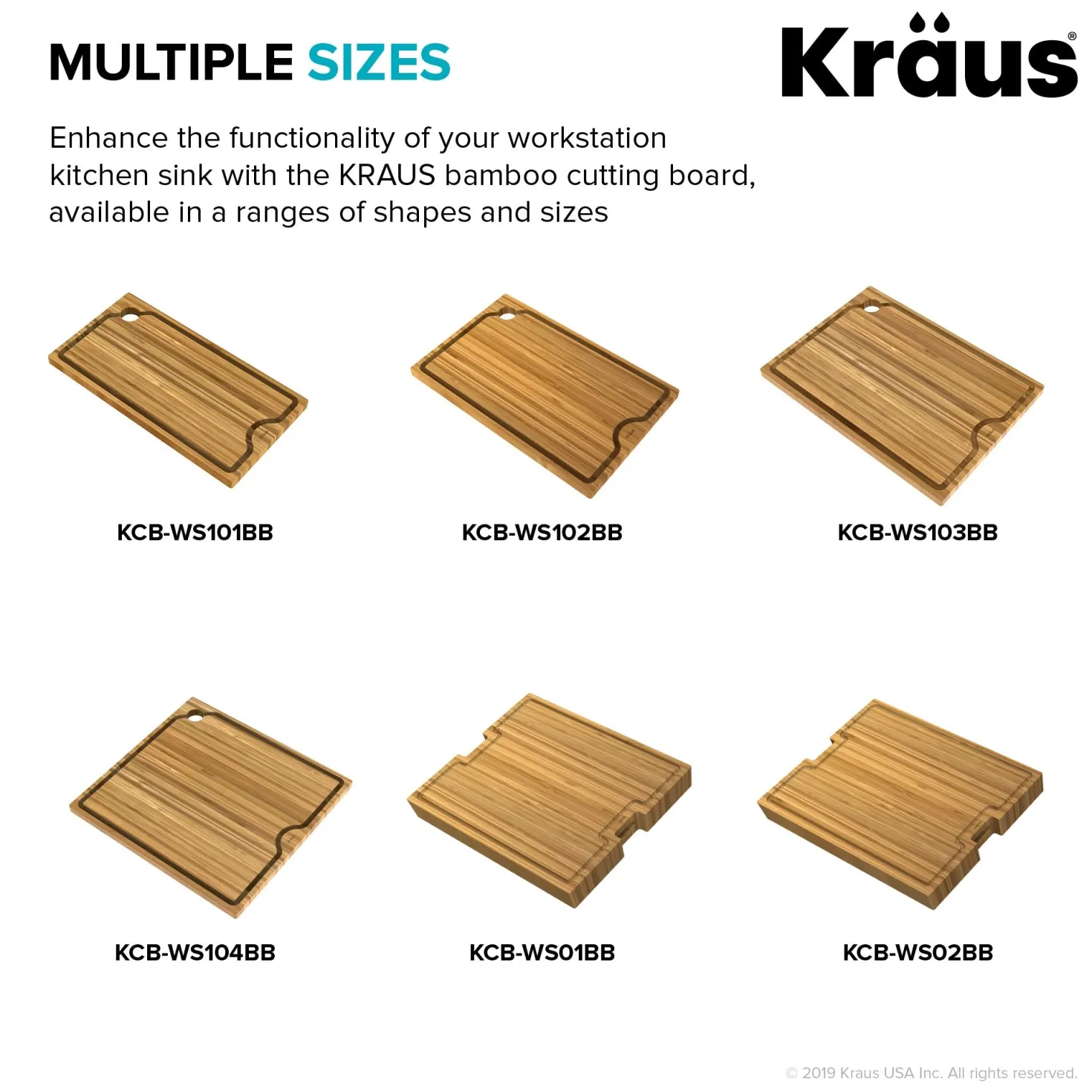 KRAUS Workstation Kitchen Sink Solid Bamboo Cutting Board