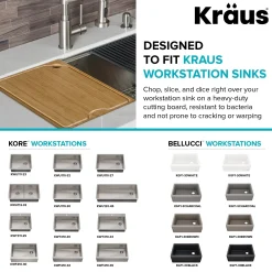 KRAUS Workstation Kitchen Sink Solid Bamboo Cutting Board