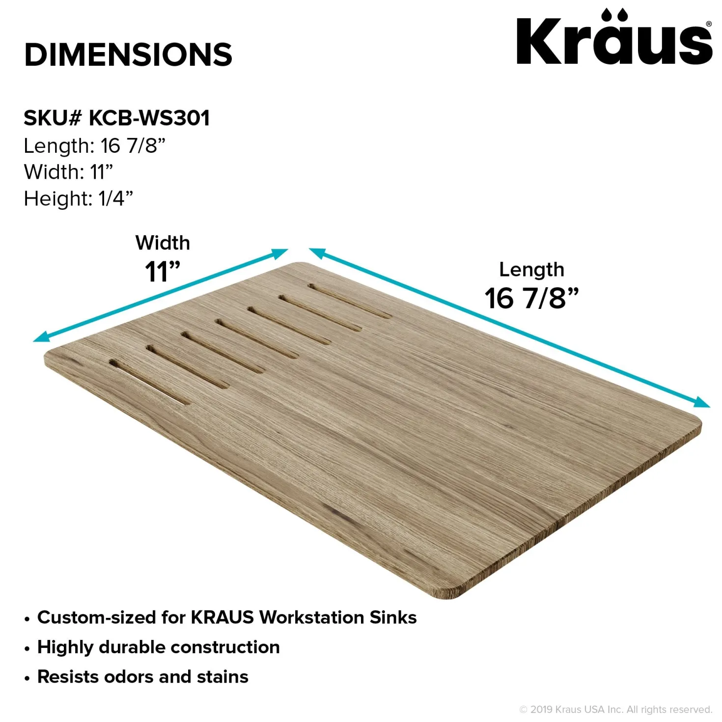 KRAUS Workstation Kitchen Sink Wood Grain Composite Cutting Board