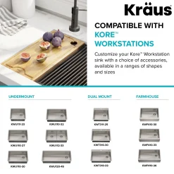 KRAUS Workstation Kitchen Sink 16" Solid Bamboo Cutting Board