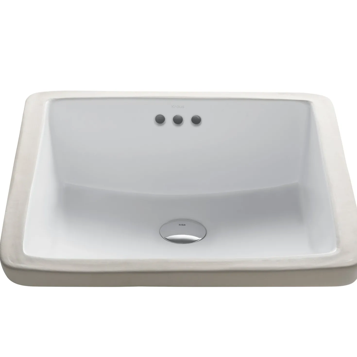 KRAUS 17" x 17" Ceramic Undermount Bathroom Sink in White with Overflow