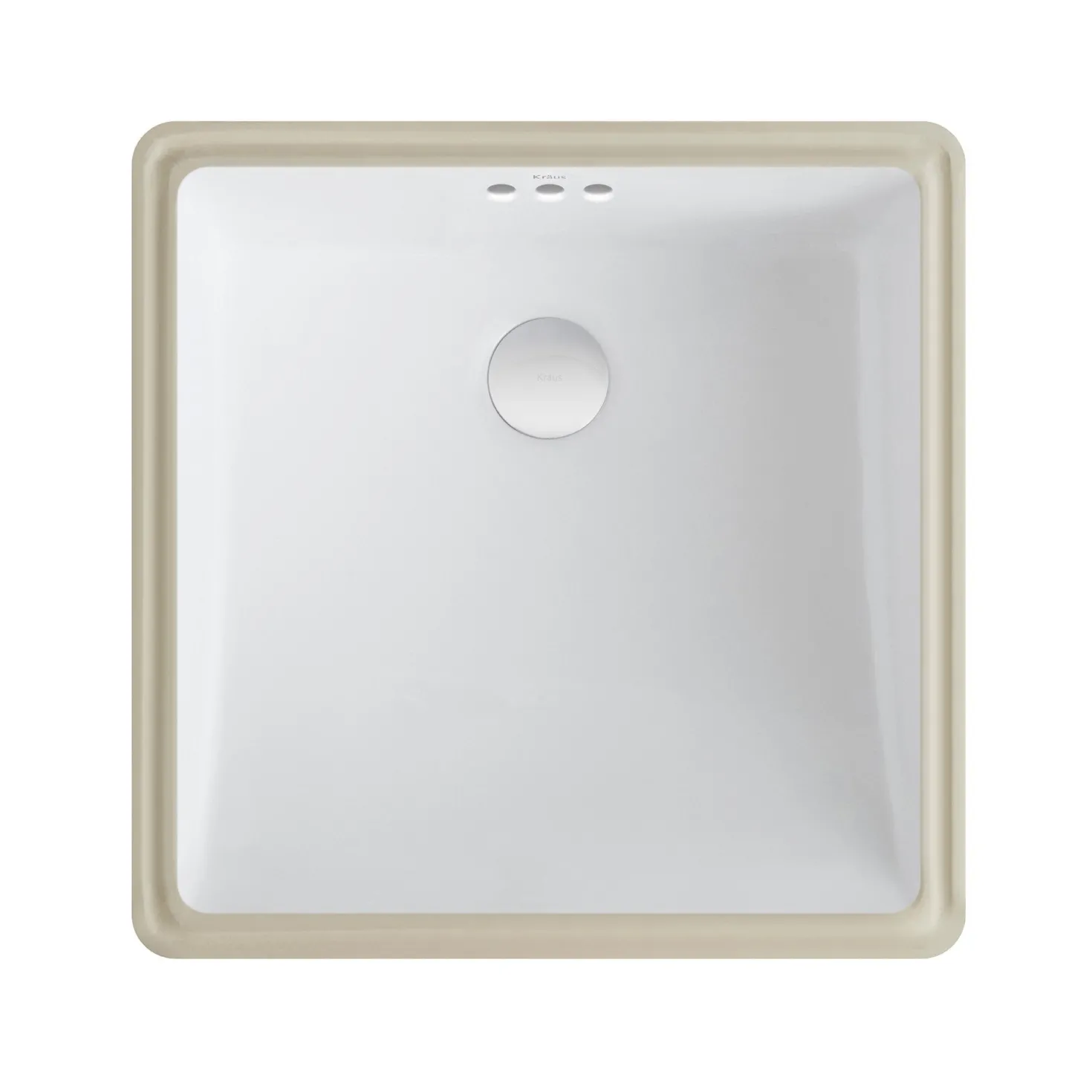 KRAUS 17" x 17" Ceramic Undermount Bathroom Sink in White with Overflow