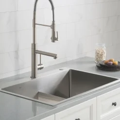 KRAUS 33 x 22 inch Standart PRO Drop-In 16 Gauge Double Bowl 2-Hole Stainless Steel Kitchen Sink