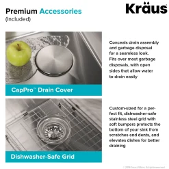 KRAUS 33 x 22 inch Standart PRO Drop-In 16 Gauge Double Bowl 2-Hole Stainless Steel Kitchen Sink