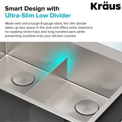 KRAUS 33 x 22 inch Standart PRO Drop-In 16 Gauge Double Bowl 2-Hole Stainless Steel Kitchen Sink