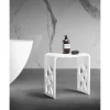 Lattice Side Bathroom Stool in Composite Matte White