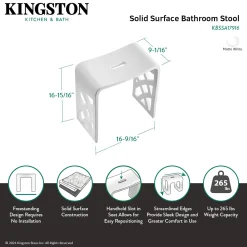 Lattice Side Bathroom Stool in Composite Matte White