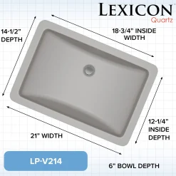 Lexicon Platinum V214 Quartz Composite Rectangle Vanity Sink