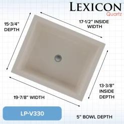 Lexicon Platinum V330 Quartz Composite Rectangle Vanity Sink