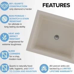 Lexicon Platinum V330 Quartz Composite Rectangle Vanity Sink