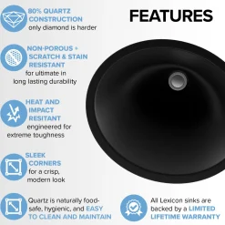 Lexicon Platinum V210 Quartz Composite Oval Vanity Sink