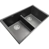 Low Divide 50/50 Matte Black Composite Undermount Sink