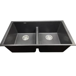 Low Divide 50/50 Matte Black Composite Undermount Sink