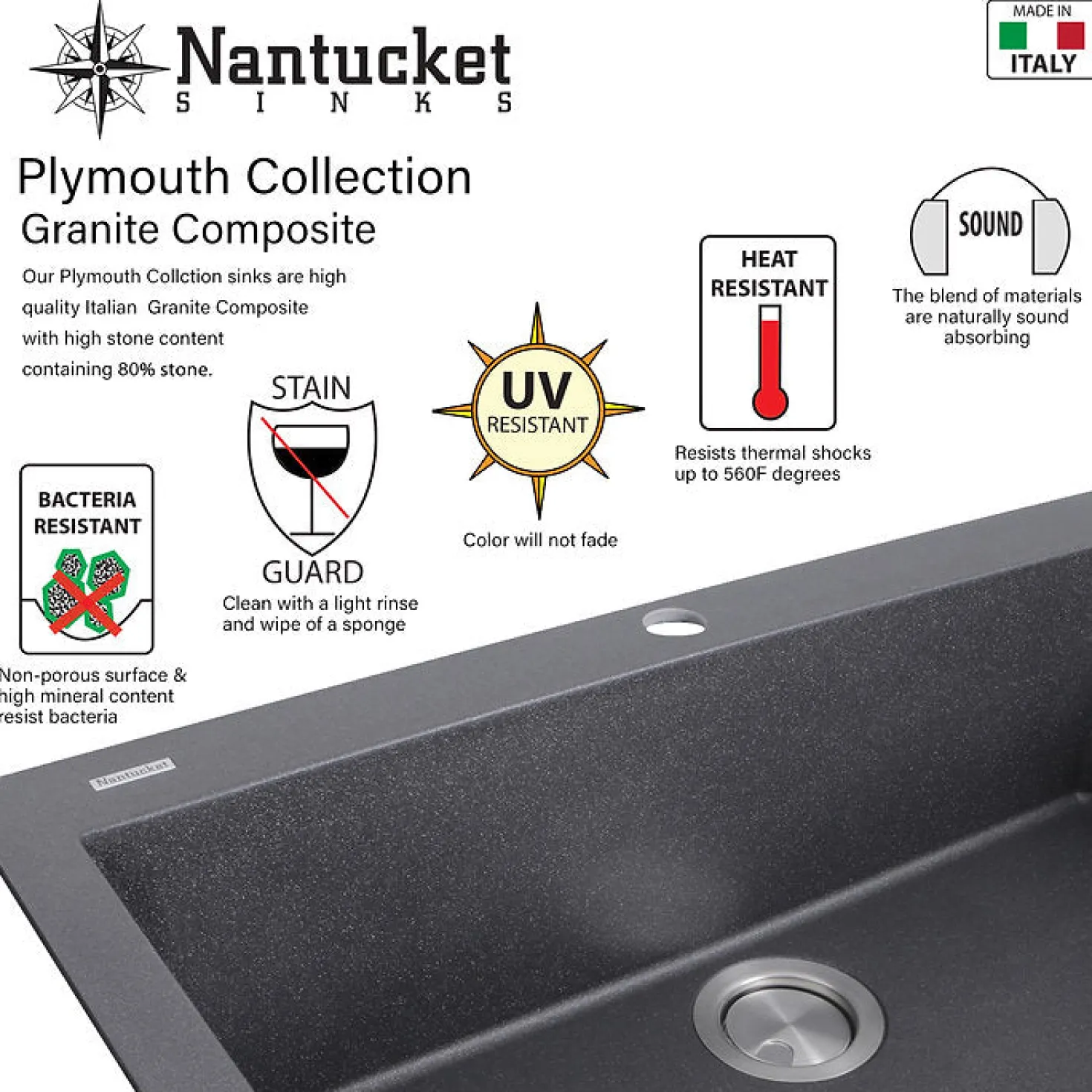 Low Divide 50/50 Matte Black Composite Undermount Sink