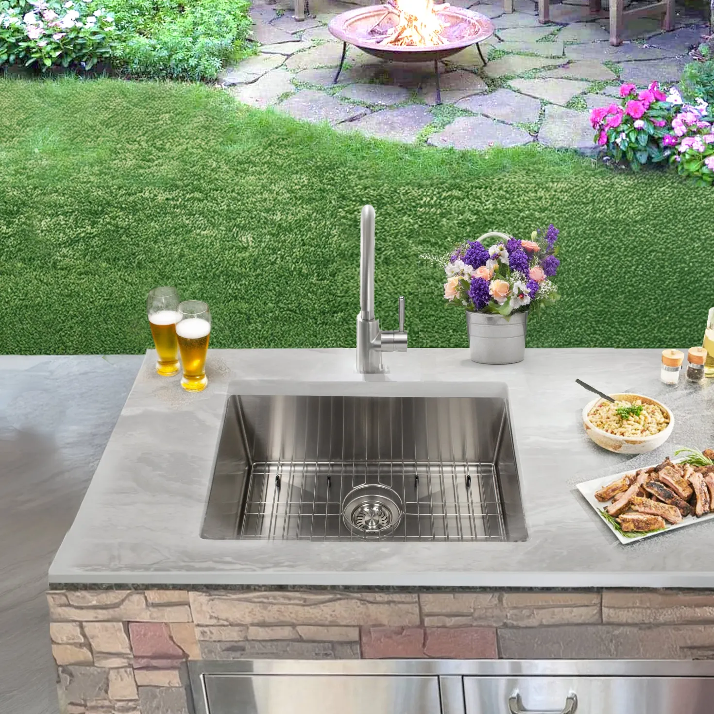 23" Marine-Grade Stainless Outdoor Undermount Sink