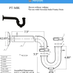 Matte Black P-Trap for Bathroom and Utility Drains