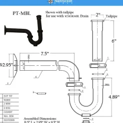 Matte Black P-Trap for Bathroom and Utility Drains