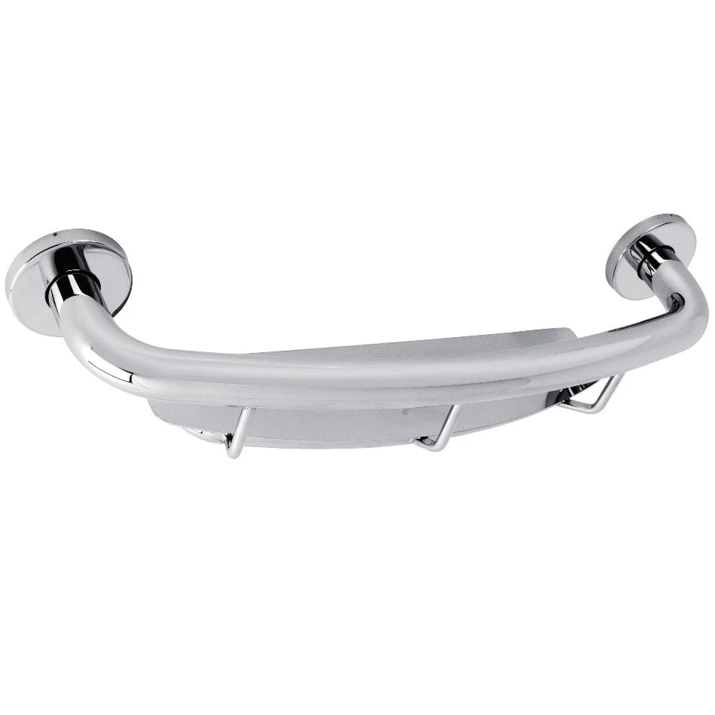 Meridian 18" Stainless Steel Grab Bar with Shelf in Polished Chrome