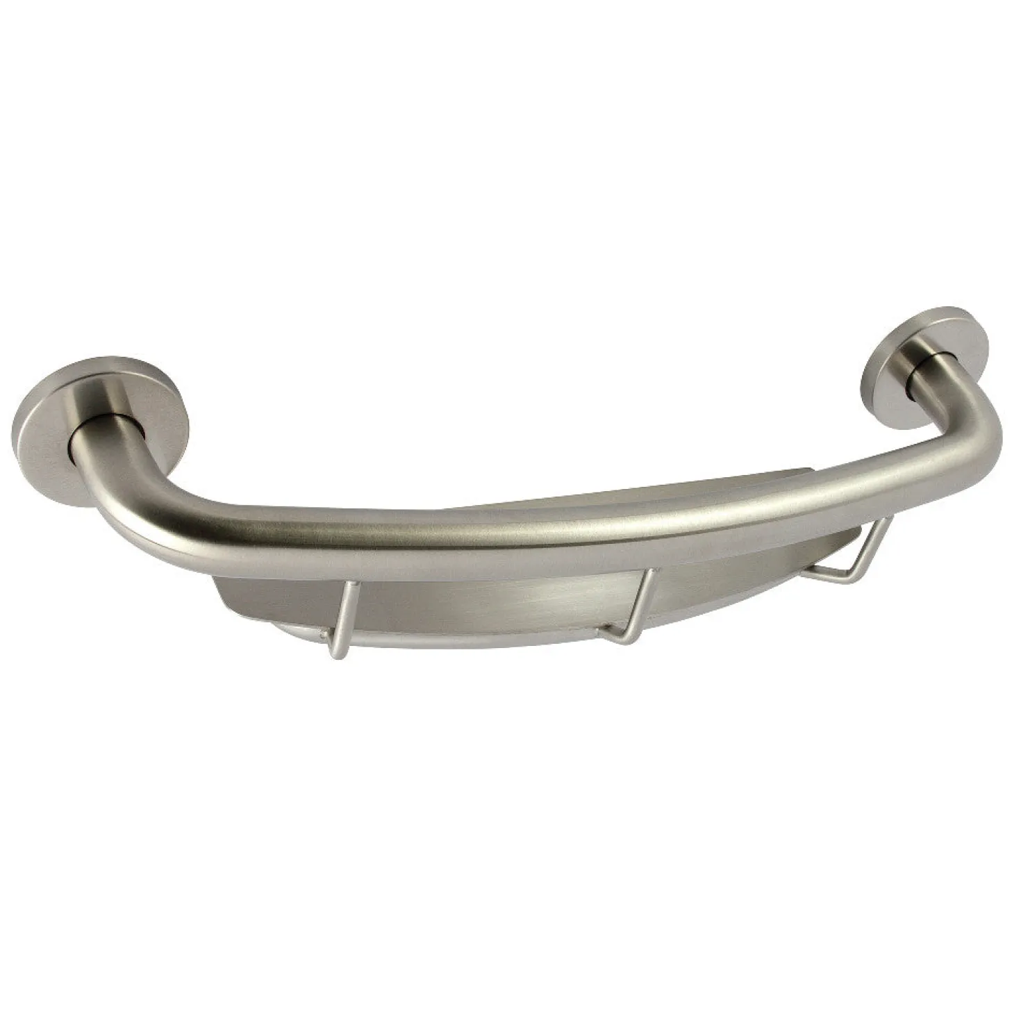 Meridian 18" Stainless Steel Grab Bar with Shelf in Brushed Nickel