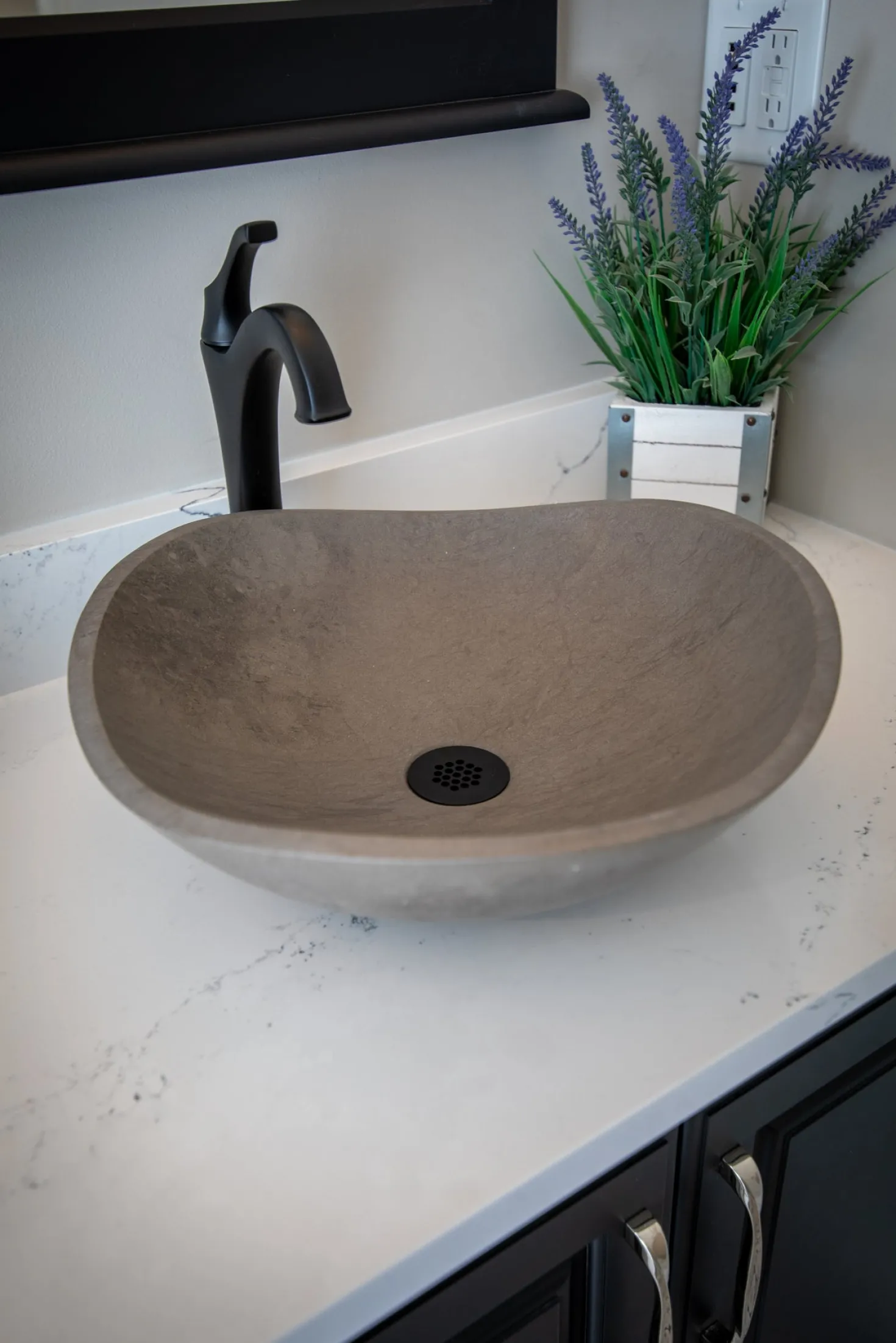 Molly Grey Marble Freeform Vessel Sink