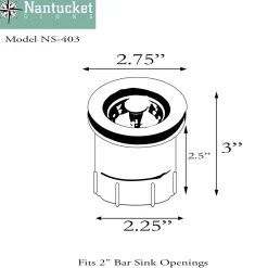 Nantucket Sinks 2 3/4" Bar Sink Drain in Polished Brass