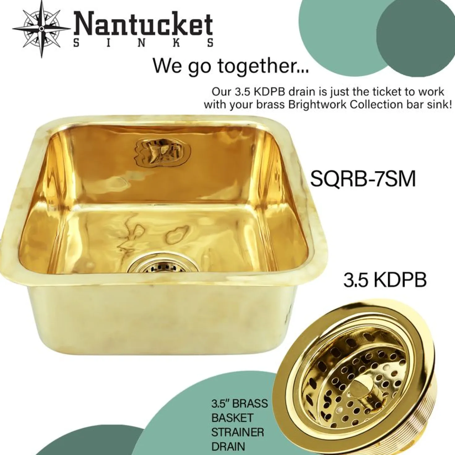 Nantucket Sinks 17" Bright Brass Bar Sink