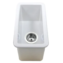 Nantucket Sinks Cape189 Single Bowl Dualmount Fireclay Bar-Prep Sink White