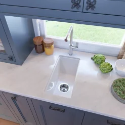 Nantucket Sinks Cape189 Single Bowl Dualmount Fireclay Bar-Prep Sink White
